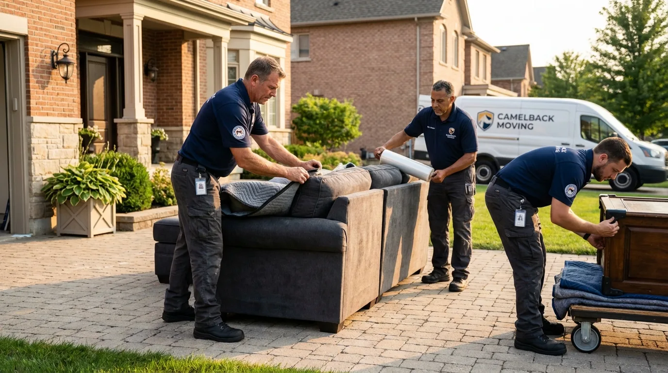 Large estate moving crew wrapping furniture in Balsam Lake, WI