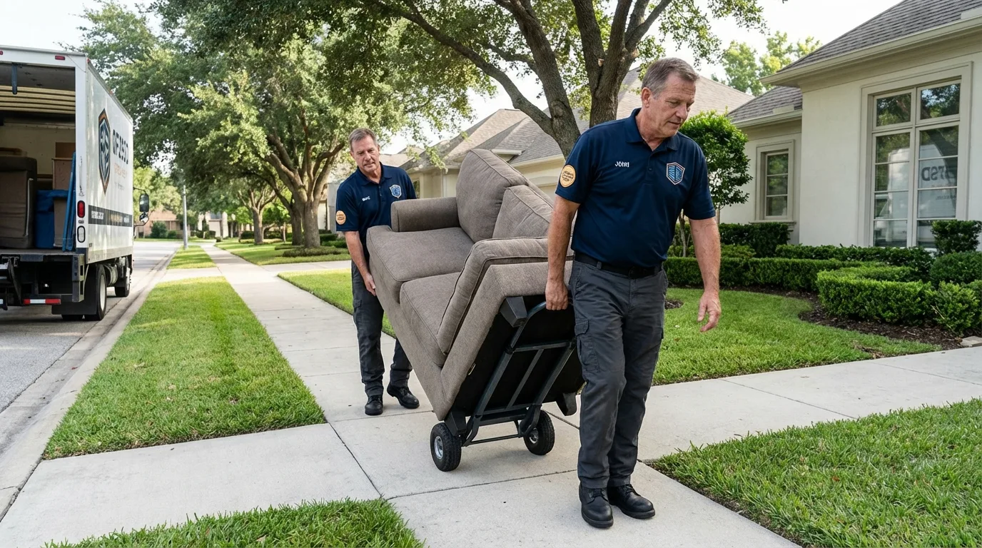 Local residential moving crew loading furniture in Balsam Lake, WI